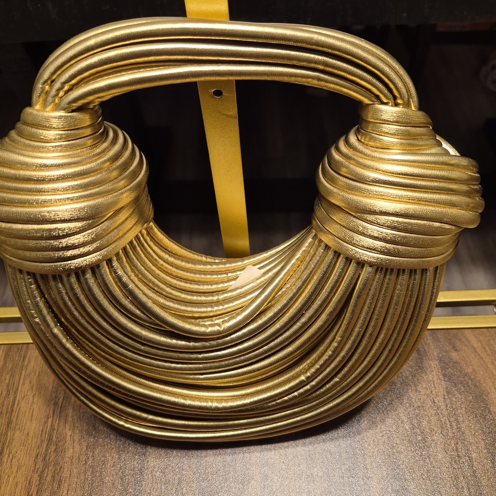 Gold Sculptural Handle Clutch